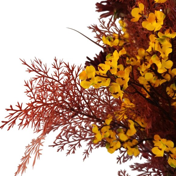 Hand Tied Artificial Flower Bouquet With Dark Reds and Yellow Wildflower mixture - Picture 6 of 13